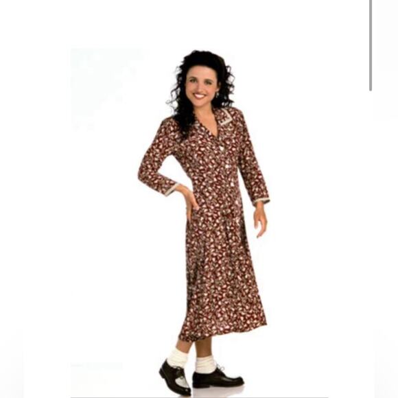 Vtg90’s V neck button front floral boho cottagecore coquette midi dress Sz S - Picture 6 of 12